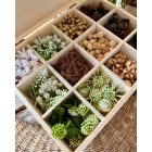 12 rekeszes termés- selyem és művirág  box fehér-natúr-krém