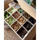 12 rekeszes termés- selyem és művirág  box fehér-natúr-krém