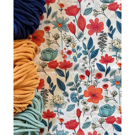 Táskabélés övtáska forma crossbodyhoz - Mintás- Lazac-kék virágok