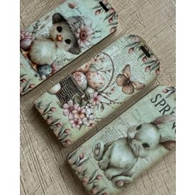   Tavaszi dekor fa biléták - Nyuszi - csibe- pillangó  3 darabos szettben 