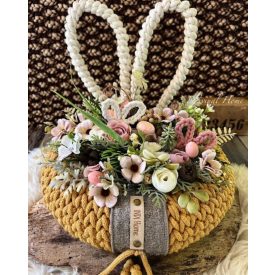 Nyuszifüles asztali búzaszemes koszorú DIY csomag