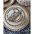 3 emeletes tálaló – horgolható fa alap szett fém tartórúddal