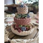 3 emeletes tálaló – horgolható fa alap szett fém tartórúddal