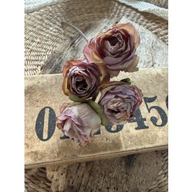 Mű szárított hatású rózsa - Vintage mályva 4 fej