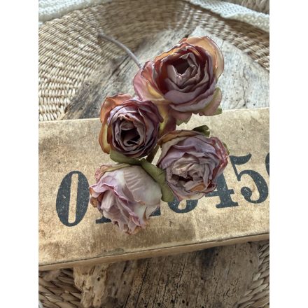 Mű szárított hatású rózsa - Vintage mályva 4 fej