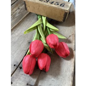 Tulipán  polifoam 5 szál - Piros
