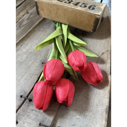 Tulipán  polifoam 5 szál - Piros