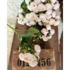 Mű Boglárka levéllel 2 ág 6 fej virággal - Krém fehér/tört fehér 