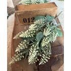 Mű zsálya 2 ág 6 virággal, levelekkel Fehér 